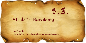 Vitéz Barakony névjegykártya